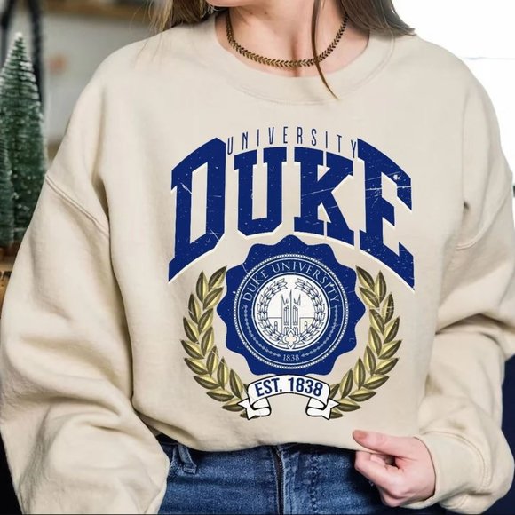 Vintage Style Duke University Sweatshirt Sweater Duke Blue Devils Shirt 03 - Picture 1 of 2